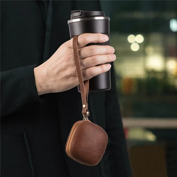 

for Powerbeats Pro Wireless Bluetooth Earphone Cowhide Leather Bag Headset Protective Case Charging Box Cover w/ Pothook