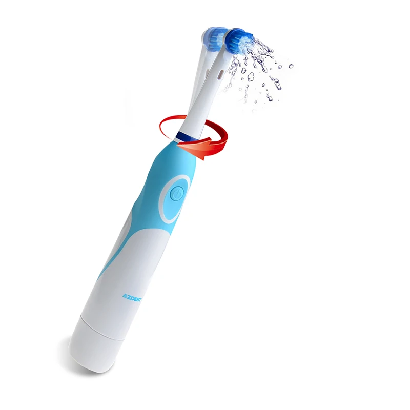 AZDENT вращающаяся электрическая зубная щетка с аккумулятором с 4 головками для гигиены полости рта, уход за полостью рта, не перезаряжаемая зубная щетка для чистки полости рта