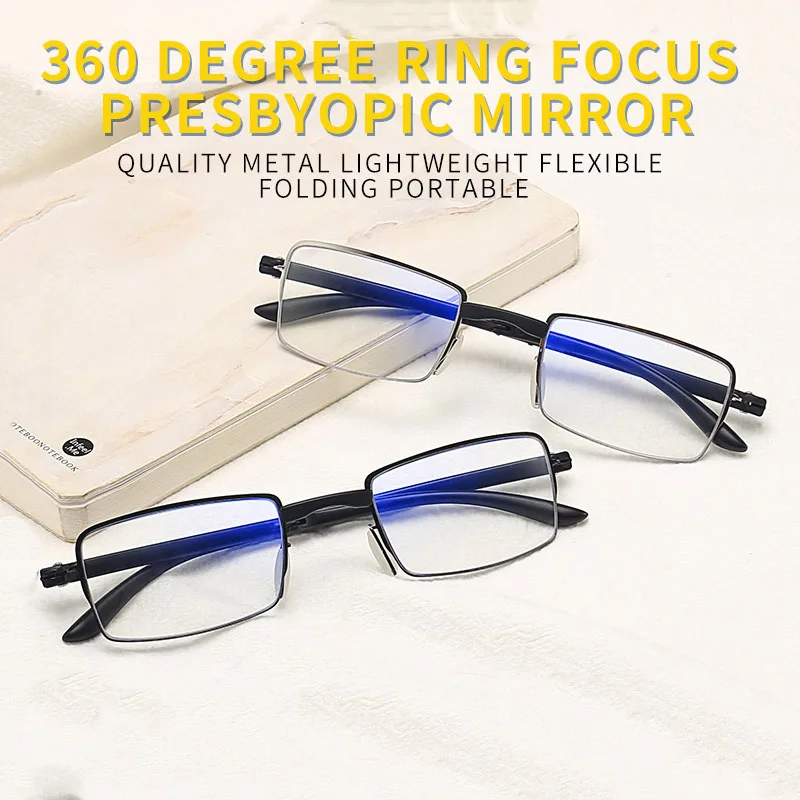 

Folding Progressive Multifocal Anti Blue Light Reading Glasses 360 Degree Ring Focus Presbyopic Flexible Read Eyeglasses Unisex