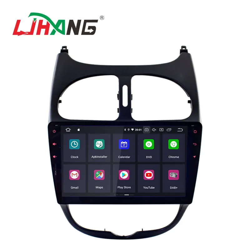 Top LJHANG 9" Android 9.0 Car Radio Multimedia Player For Peugeot 206 2000-2014 2015 2016 GPS Navi 1DIN Auto Stereo HeadUnit WIFI fm 1