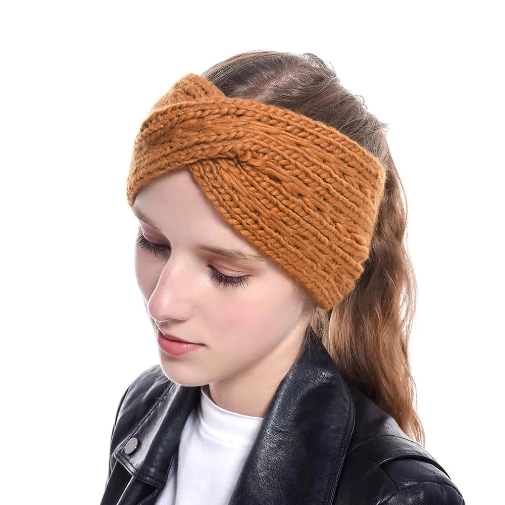 

Winter Ear Warmer Headband Women Fashion Elastic Wool Knitted Headband Head Wrap Hairband Girls Elegant Hair Band Accessories