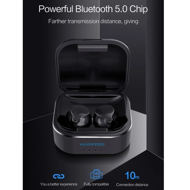 HAMTOD V16 TWS Bluetooth наушники 5,0 Спорт Беспроводная bluetooth-гарнитура Поддержка HD вызова и Siri и зарядный ящик для iPhone/Xiaomi