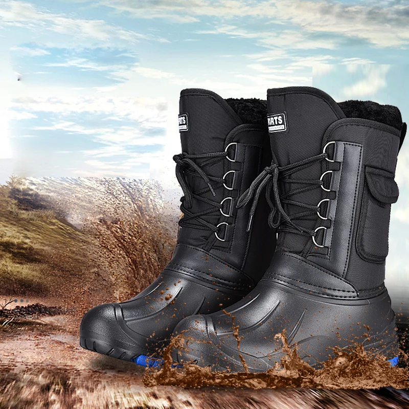 Outdoor Waterproof Non-slip Boots with Steel Nails, Winter Snow Waders, Hunting Boot, Caza, Camping Shoes