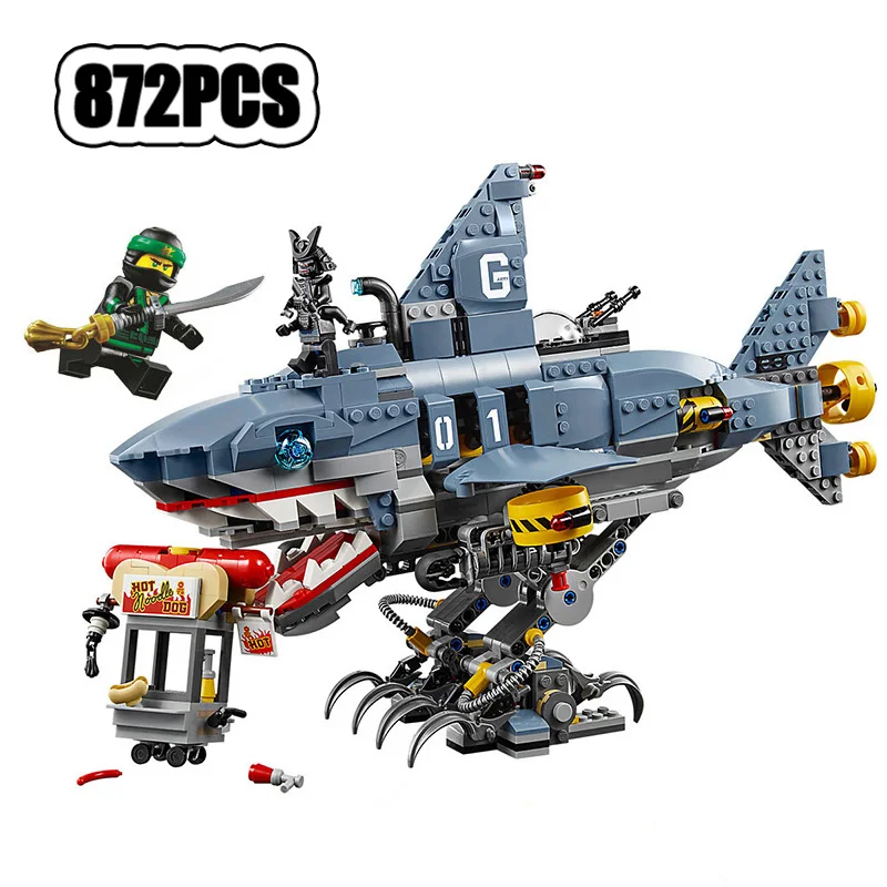 

872pcs New Ninjago Garmadon Big Shark Building Blocks Machine Armor Compatible Lepining 70656 Ninja Bricks Toys for Children