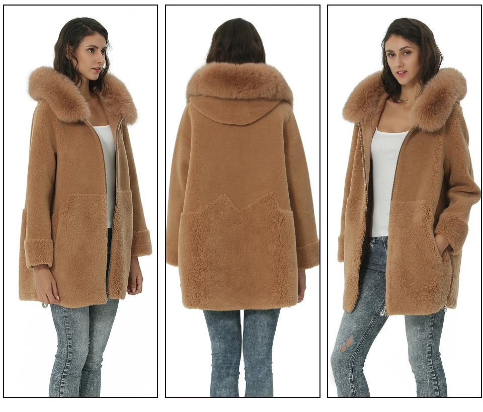 Модное шерстяное пальто воротник съемный меховой воротник Полушерстяное пальто и куртка однотонные женские пальто осень зима