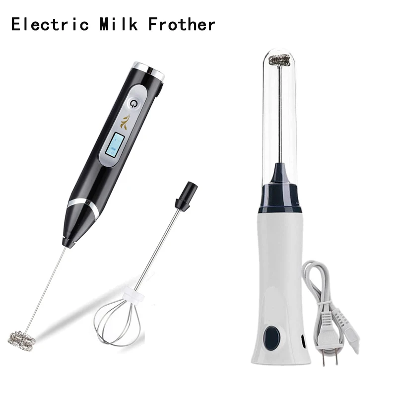 Espumador de leche eléctrico LCD, vaporizador de leche recargable con USB, 3 velocidades, batidor eléctrico