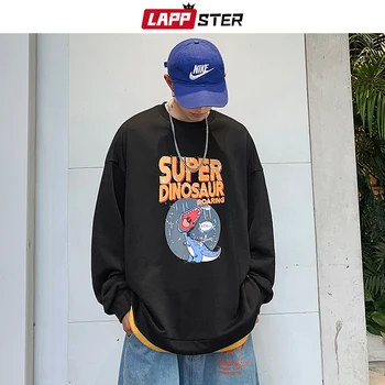 

LAPPSTER Men Harajuku Oversized Cat Hoodies 2020 Autumn Man Japanese Streetwear Black Sweatshirts Male Funny Print Cotton Hoodie