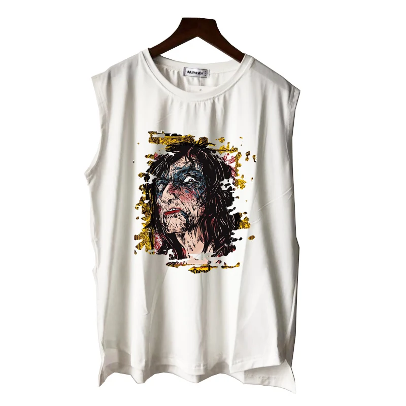 

shock rock star print rock n roll star men women boy girl tank tops casual punk hip hop summer vest sleeveless tee