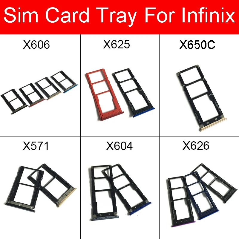 

SIM Card Tray Holder For Infinix Hot 6 7 8 Note 4 5 Pro S4 X606 X625 X650C X571 X604 X626 Micro SD Card Slot Repair Parts