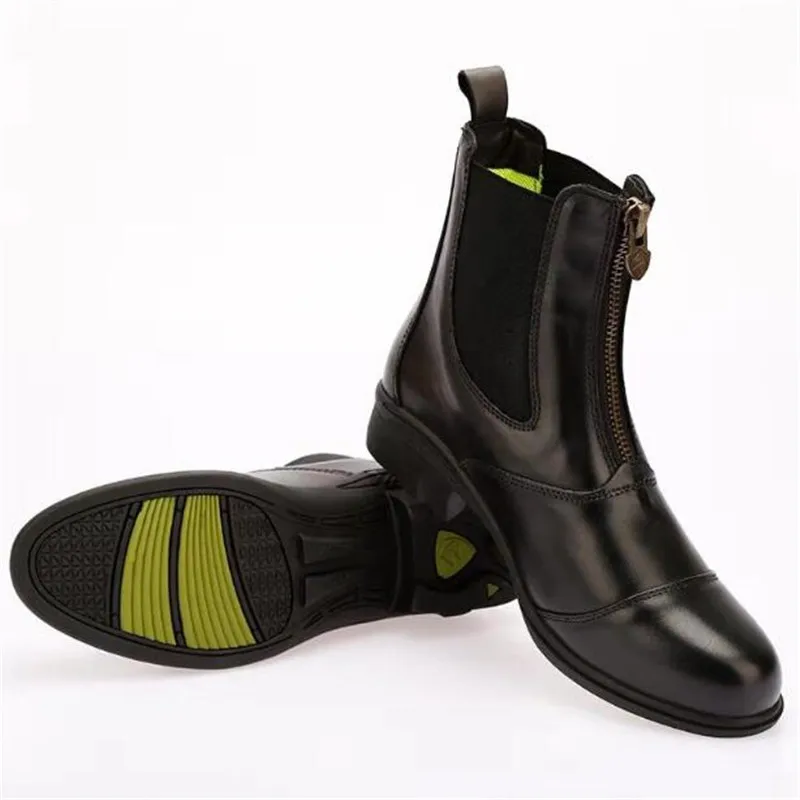 Horse Riding Boots YKK Copper Zipper Flat Heel Cowhide Leather Jodhpur8106002