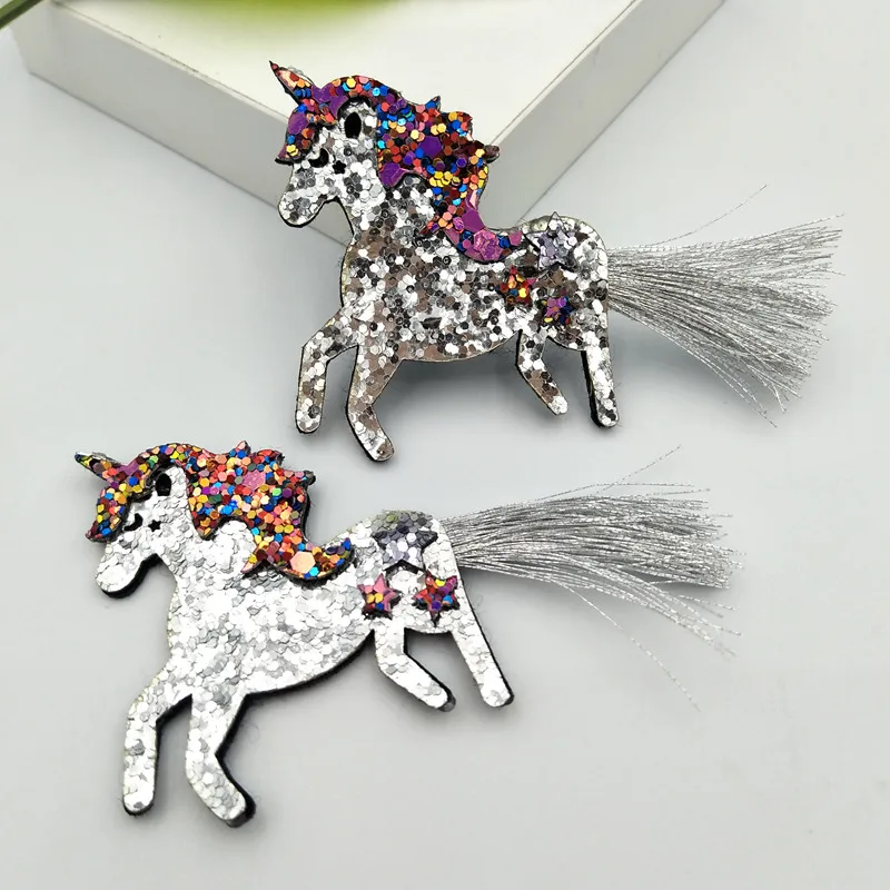 

6Pcs Glitter Unicorn felt patch Applique Fabric Patches for Craft/Clothes/Wedding DIY Scrapbooking Accessories