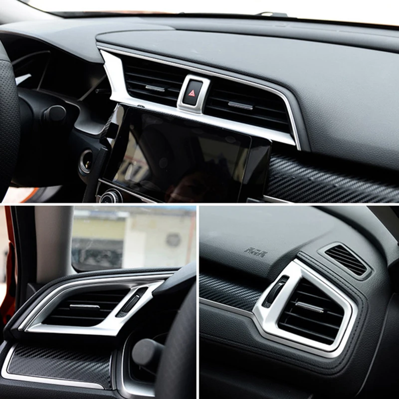 

ABS Матовый/красный топливного бака для Honda Civic 10th 2016-2018 спереди, устанавливаемое на вентиляционное отверстие в салоне автомобиля выход приборной панели автомобиля консоли рамка для автомобиля аксессуары 3 шт.