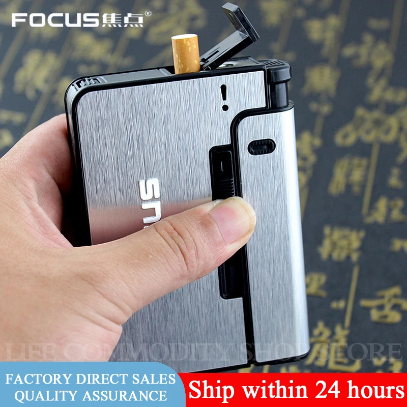 Case Lighter Gadget-Tools Cigarette-Boxes Christmas-Gifts Metal Automatic Women 10PCS