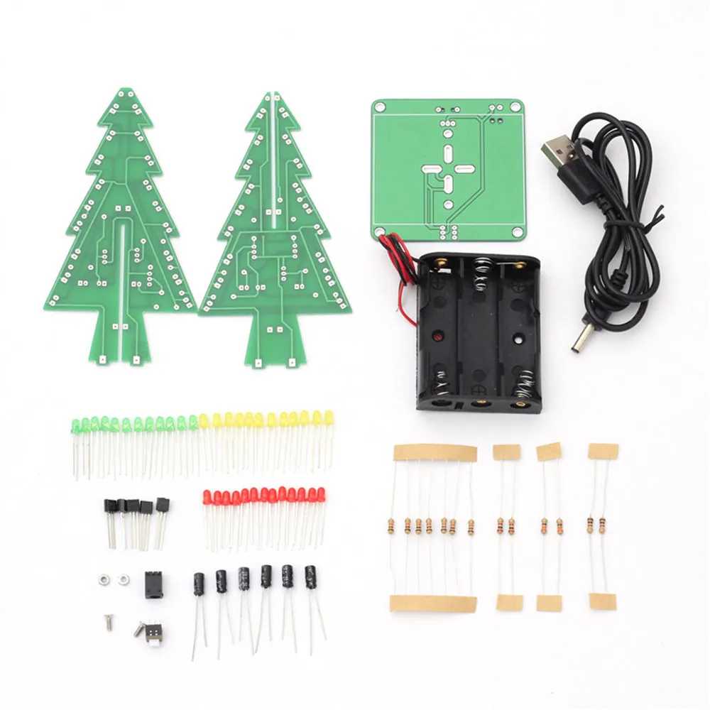 Best Selling Products 3d Usb Christmas Trees Decoration 3 Colors Led Diy Kit Flash Led Circuit Ek1719 Support Dropshipping