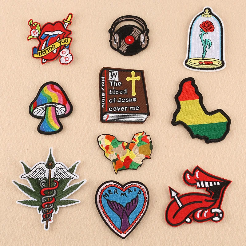 

Customizable Wholesale Embroidered Zhang Zai Cloth Sticker Patch Embroidered Badge Map Bible Computer Emboridery Label Zhang Zai