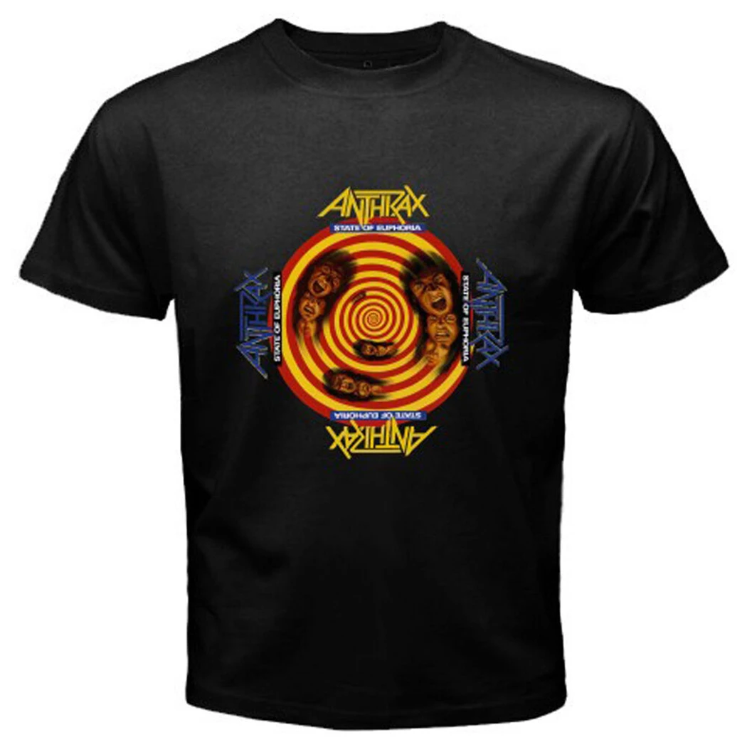 Новая мужская черная футболка с металлической рок-группой ANTHRAX State of Euphoria размер