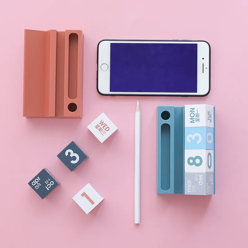 

INS DIY Calendar Multi-function Mobile Phone Holder Living Room Desktop Study Shop Display Perpetual Calendar