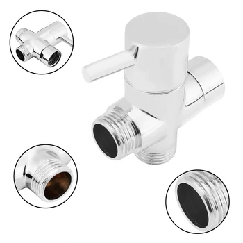 

G1/2 Inch Chrome Brass T-adapter Polished 3 Way Valve Connector With Shut off Valve Shower Head Bathroom Fixture