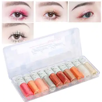 

10 Colors Glitter Eyeshadow Liquid Set Long Lasting Eye Shadow Pigmented Glitter Diamond Eyeshadow Eye Makeup Cosmetic Set