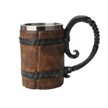 

1 PC Mug Practical Stainless Steel Decorative Simulated Barrel Drinking Beer Coffee Mug for Home Party Kitchen