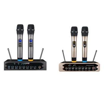 

Karaoke Stage Performance Hip Hop Home KTV X-7 Professional Wireless Dual Microphone System 2 Handheld,US Plug