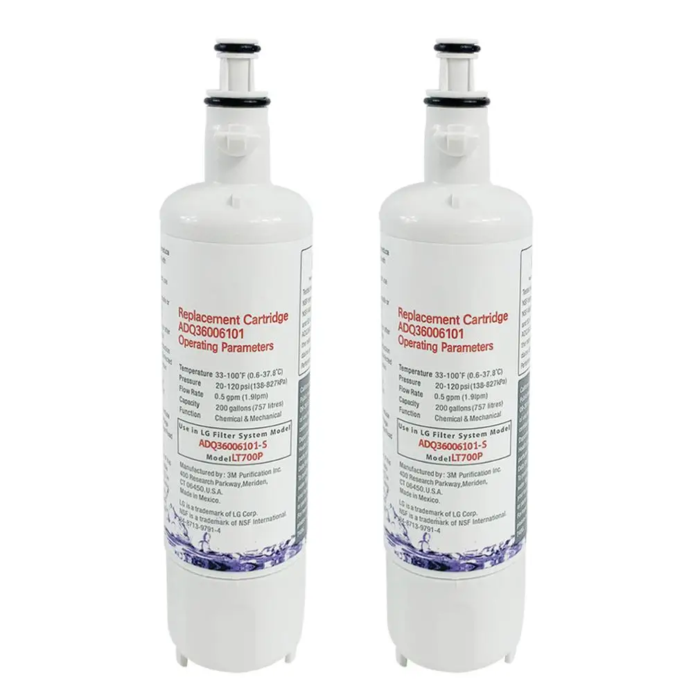 2 упаковки фильтра для воды в холодильнике замена картриджа для LG LT700P, ADQ36006101, ADQ36006102, Kenmore 46-9690, 469690