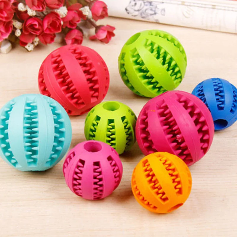Puppy Dog Pet Cat Rubber Ball Chew Treat Fetch Fun Play Toy Training Dental | Дом и сад