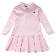 Платье для девочек Плиссированное дизайнерское платье с длинными рукавами и отложным воротником для маленьких девочек детский осенний Повседневный праздничный Сарафан