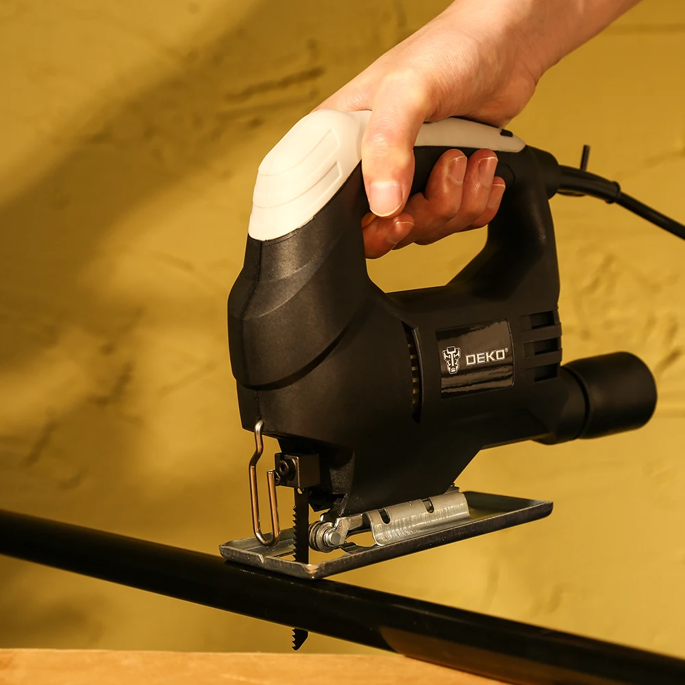 DEKO DKSS02 350W Jig Saw Convenient Continuous Mode Electric Saw with 1pc Blade, Allen Wrench 2pcs Carbon Brushes Power Tools