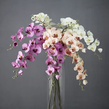 

Christmas gifts plastic Orchid branch Artificial Flowers fake Butterfly Orchid for Home Wedding Decoration flores artificiais