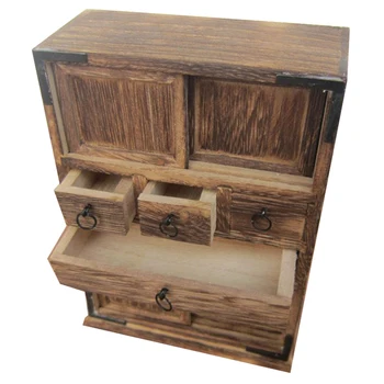 

Handmade Antique Wooden Cabinet Living Room Ornament New Home Mini Furniture Model Food Play Nostalgia
