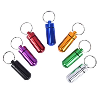 

Key Holder Aluminum Waterproof Pill Shaped Box Bottle Holder Container Keychain Medicine Keyring Keychain Box