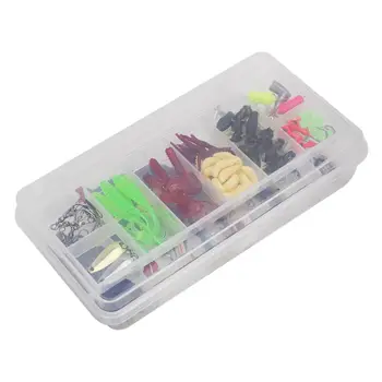 

101pcs Double-layer box Fishing Lures Hooks Set Soft Worm Lure Carp Lead Head Jig Hooks Tackle Pesca Hard Baits Crankbait Fishin