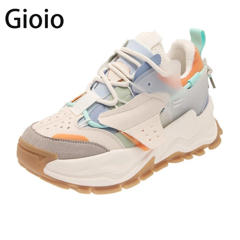 

Женские кроссовки с мехом Амелия, сетчатые Ретро повседневные кроссовки на платформе, со шнуровкой, ручная работа