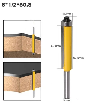 

8mm Shank 2" Flush Trim Router Bit with Bearing for Wood Template Pattern Bit Tungsten Carbide Milling Cutter for Woodworking B4