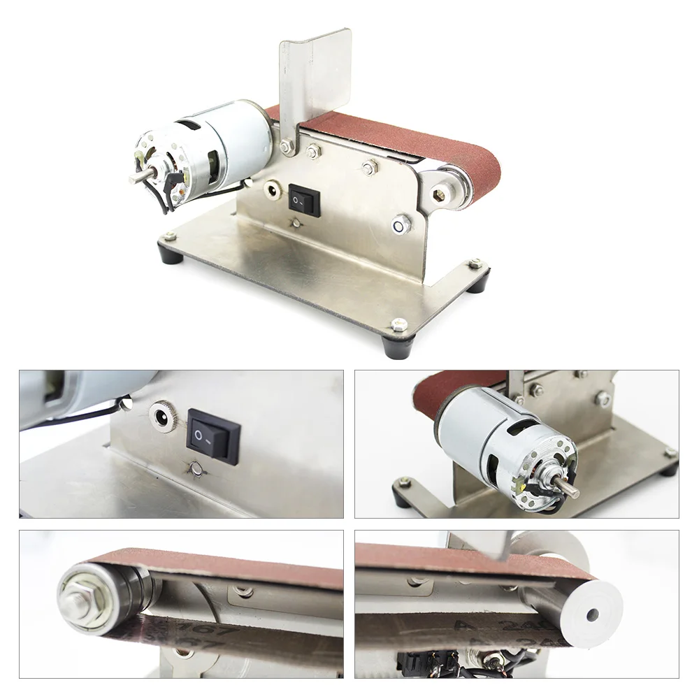 Multifunctional Horizontal Belt Sander Mini Electric Belt Sander DIY Polishing Grinding Machine Cutter Edges Sharpener