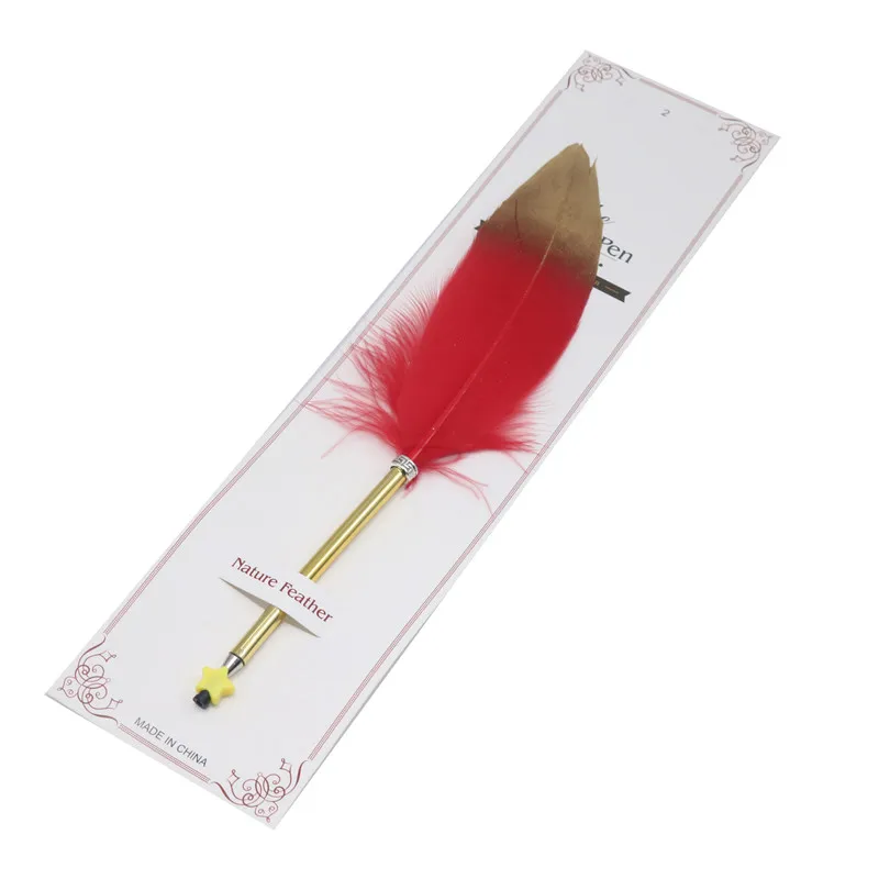 1 шт., шариковая ручка с пером, креативная ручка с золотым пером, Шариковая металлическая ручка для подписи, кисточка, рождественский подарок, свадебная ручка для подписи