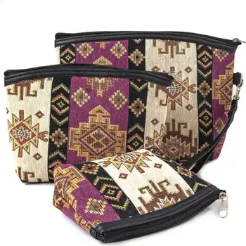

DesingONB Makeup Bag Set 3 Pieces Handled Patterned Authentic Design Bag Model