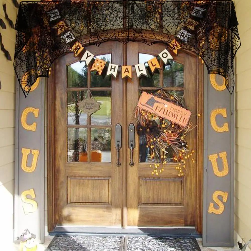 OurWarm Хэллоуин вечерние кружевные вязаные спайдерпаутские скатерти коврик скатерть, дорожка камин мантия украшение для торжества