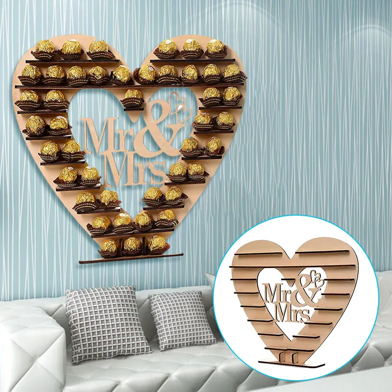 Ferrero Rocher Mr& Mrs выставочный стенд деревянный в форме сердца шоколадные конфеты банкет Красивая Вечеринка день рождения