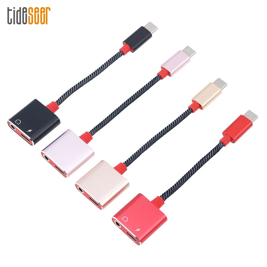 3 5mm Jack Audio Cable 2 in 1 USB Type C Charge Aux Adapter for Xiaomi Huawei P20 Leeco Le Max 2 Headphone Car Usb C Cord 300pcs