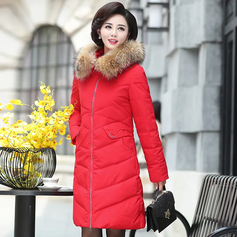 

Mom Winter Cotton Overcoat 40-Year-Old 50 Middle-aged WOMEN'S Apparels Mid-length Cotton Coat New Style Fashion Hooded Cotton-pa
