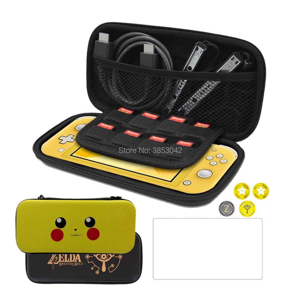 

For Nintend Switch Lite Case Hard Travel Carrying Storage Bag Tempered Glass Screen Protector For NX & Joy-con Grips Accessories
