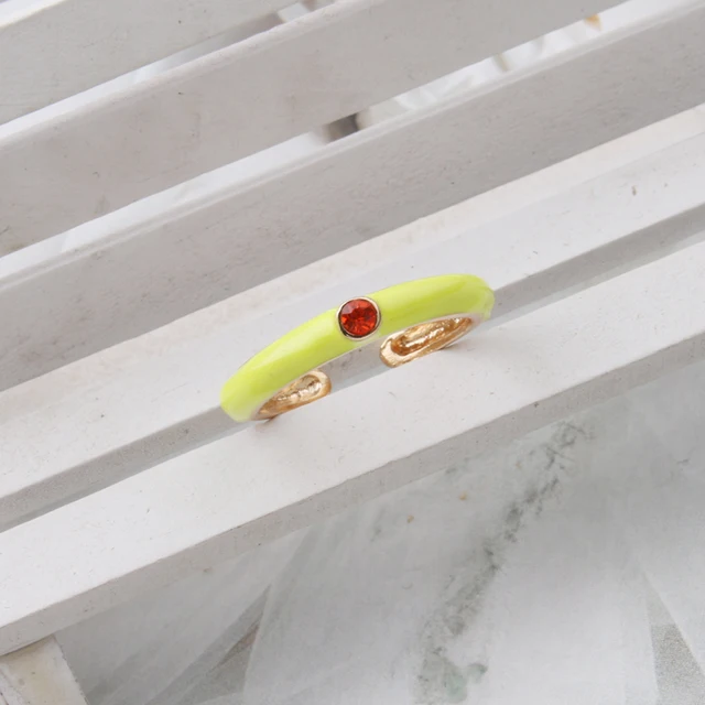 NeeFuWoFu Y2K Multicolor Enamel Dripping Oil Open Ring For Women, Adjustable  Gold Plated Chunky Finger Rings Party Jewelry Fluorescent