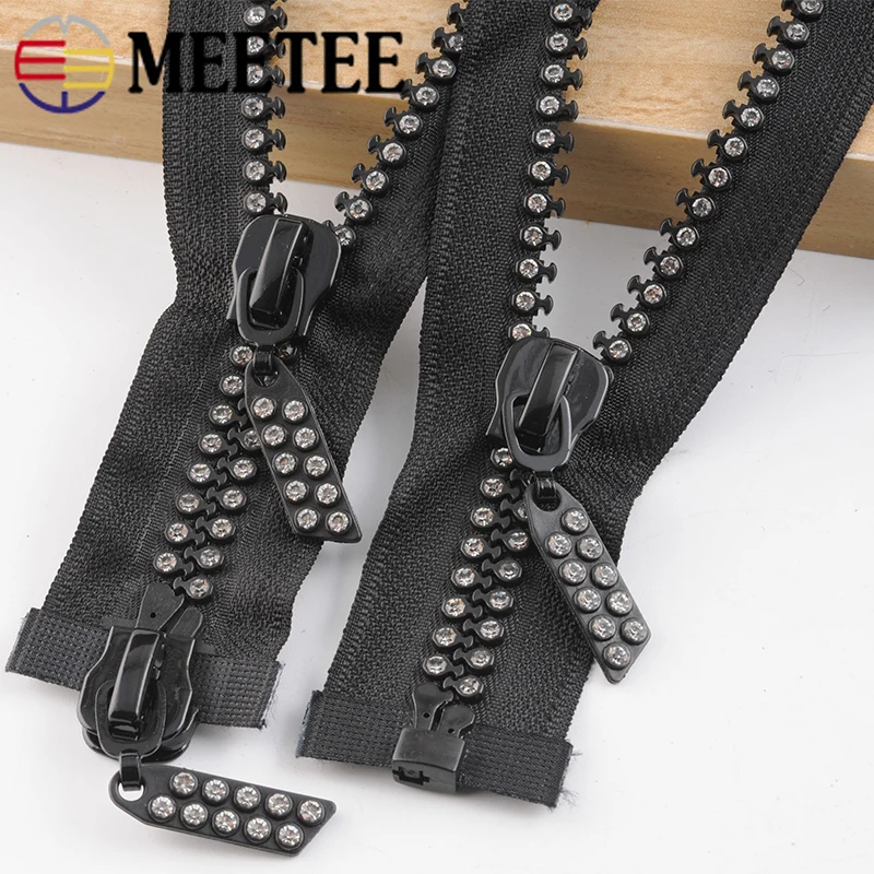 Meetee 10# 60/70/80CM Single Double Slider Resin Zipper Open-end Diamond Shiny Bags Clothing Decor Sew Crafts Accessorie AP641 | Дом и сад