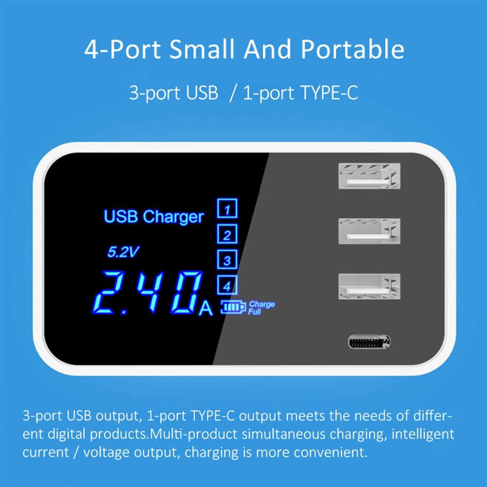 Type C Quick Charge Led Display USB Charger For Android iPhone Adapter Phone Tablet Fast Charger For samsung xiaomi huawei
