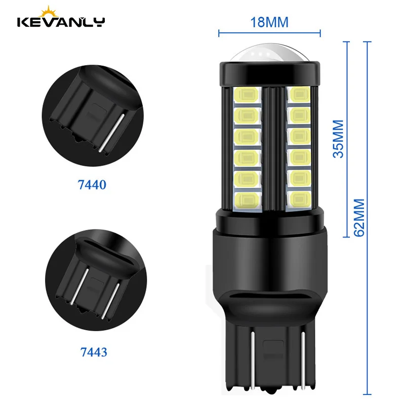 1 шт. CANBUS 12 24 В T20 7440 светодиодный LED W21W W21/5W 7443 33SMD Switchback белые красные ные лампы для