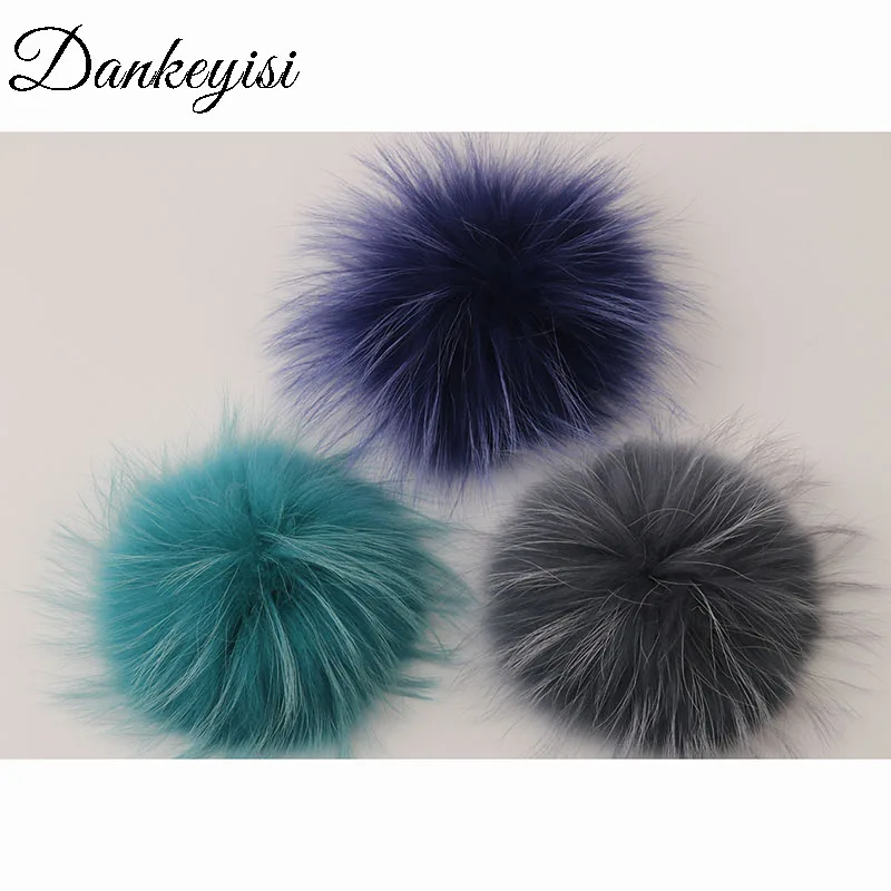 DANKEYISI помпоны из натурального меха 15 см DIY енот и Лисий Мех помпоны меховые шары для шапок шарф Одежда Аксессуары 5 шт./партия