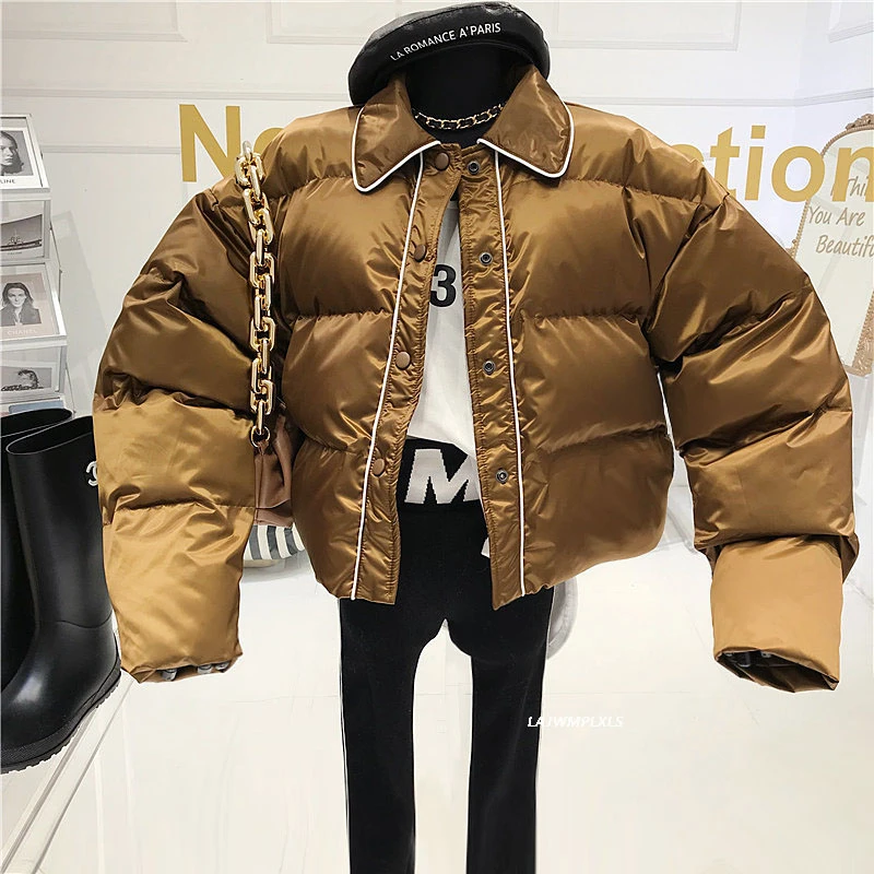 Корейская мода 2020 новинка простая осенне-зимняя короткая куртка Женская Толстая