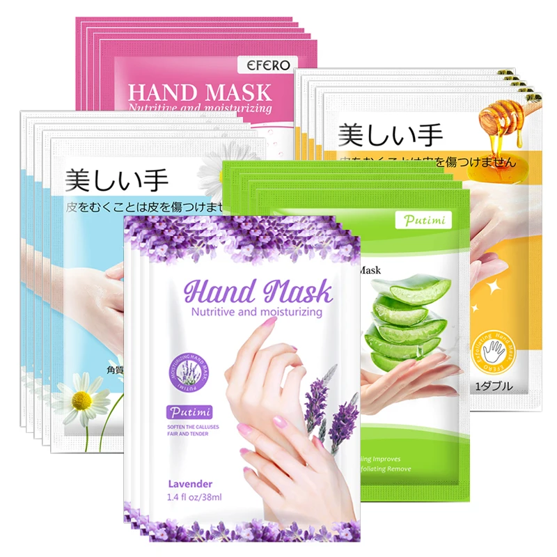 

5packs Moisturizing Smooth Hand Mask Lavender Rose Aloe Hand Gloves Spa Nourishing Whitening Winter Anti-dry Hydrating Hand Care